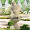 Bird Garden Figurine on Pedestal with Metal Ring