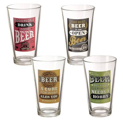 Beer Glasses with Funny Sayings Set of 4 by Grasslands Road - $35.00