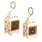 Light Up Lantern Figurines Ceramic Set of 2