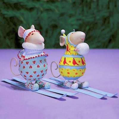 Dash Away Skiing Mouse Large Ornaments Molly or Max