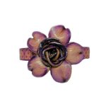 Mega Purple Rose Bloom Leather Flower Bracelet