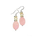 Genuine Pearl & Rose Quartz Drop Chandelier Earrings