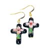 Cloisonne Cross Beaded Earrings