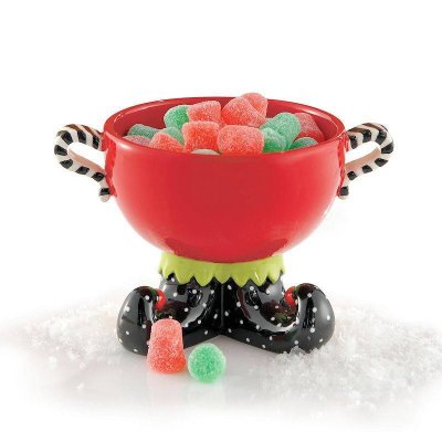 Elf Christmas Footed Serving Bowl with Handles