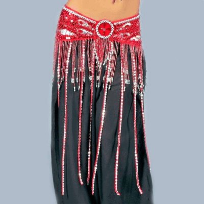 Red Beaded Butterfly Design Belt for Belly Dance Costume