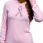 Pink Ribbon Pink Rhinestone Hoodie Shirt by Sabrina Barnett