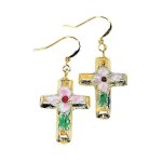Cloisonne Cross Beaded Earrings