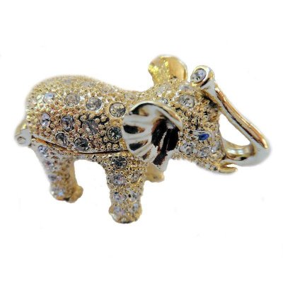 Elephant Figurine Trinket Box in Gold by Keren Kopal