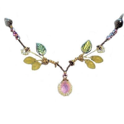 Crystal Rose Tendril Beaded Necklace
