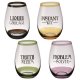 Funny Titles Stemless Wine Glass Set of 4