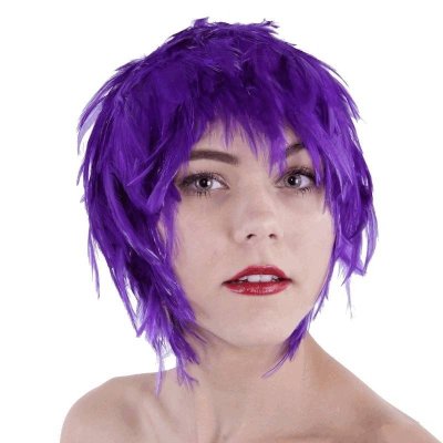 Purple Feather Hair Cap Costume Wig