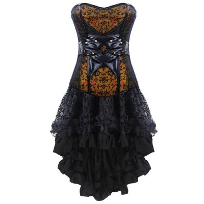 Desirable Witch Queen Corset Dress Set with Long Skirt