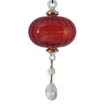 Glass Sphere Ornament Christmas Red with Crystal Dangle