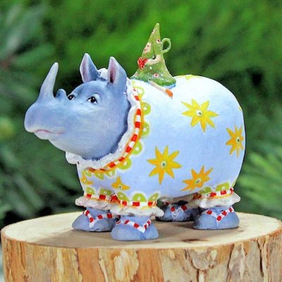 Roberta Rhino Mini Ornament by Patience Brewster
