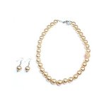 Champagne Pearls Necklace & Earrings Jewelry Set