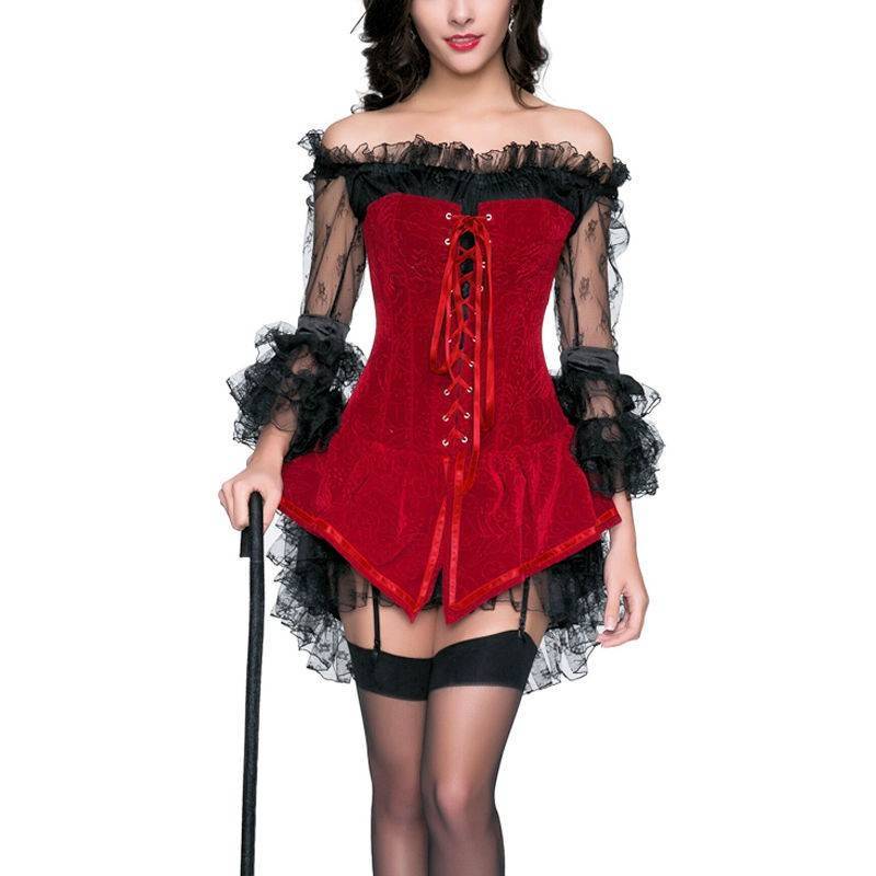 Red Corset Dress Riding Habit Jumper and Black Dress - $54.00