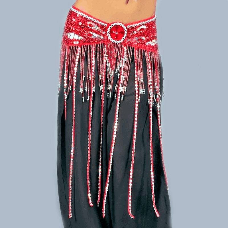 Red Beaded Butterfly Design Belt for Belly Dance Costume