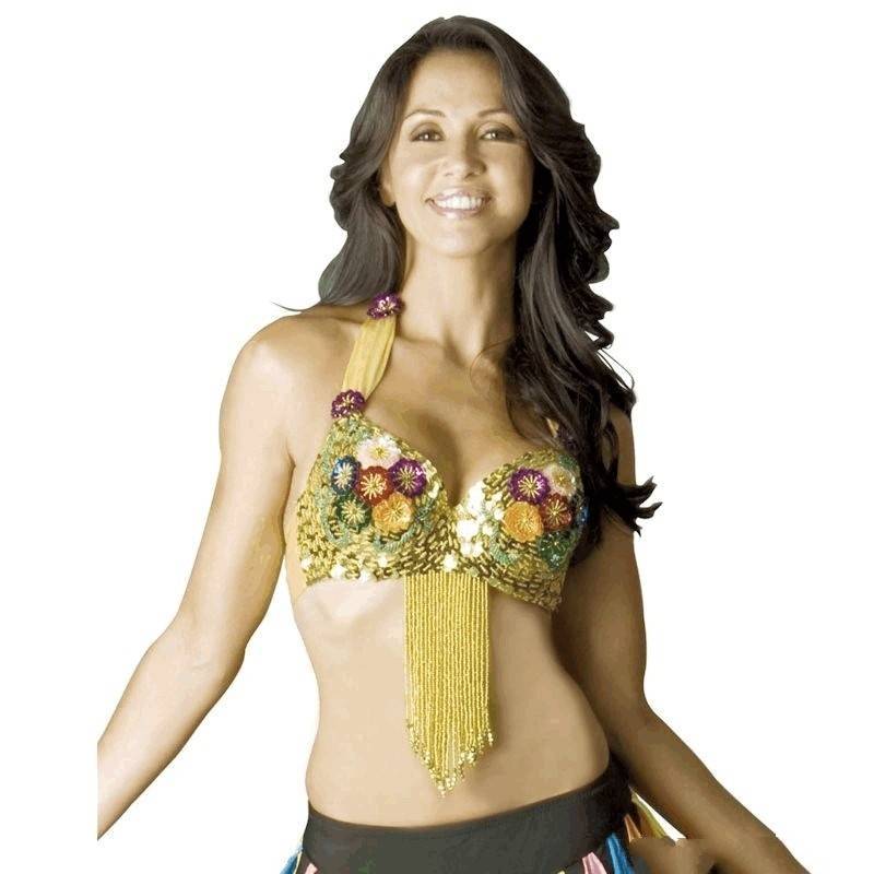 Golden Shower & Flowers Belly Dance Costume Top