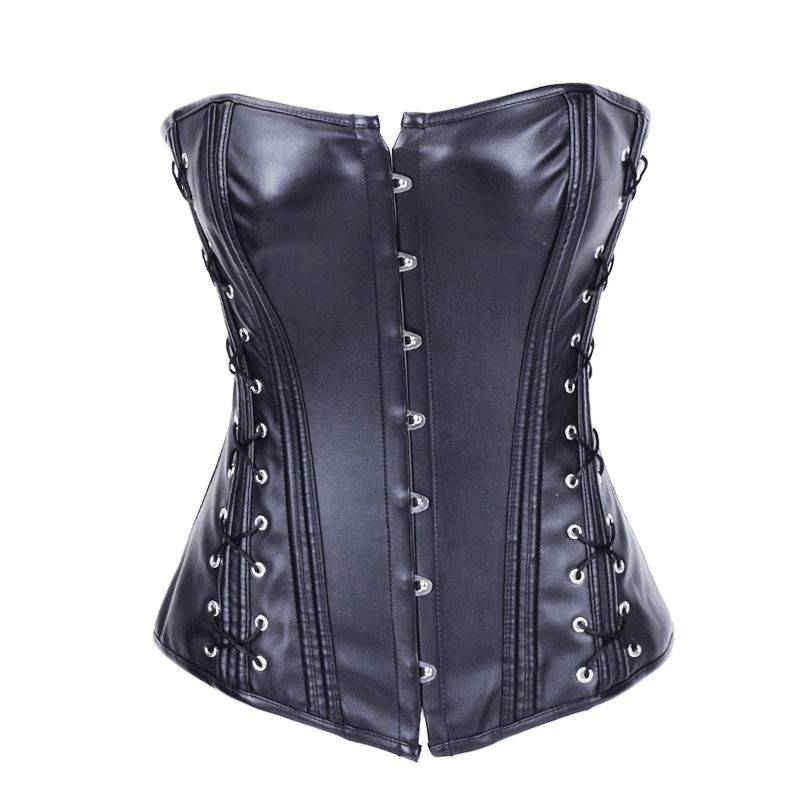 Black Corset Leather Midnight Maiden - $32.00