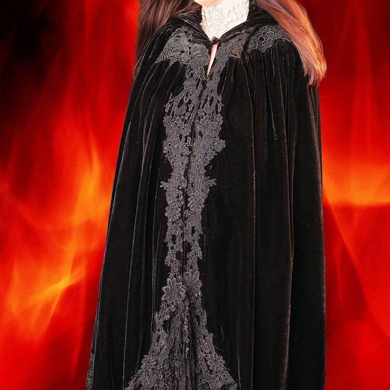 Beaded Velvet Hooded Cape Vintage Maiden
