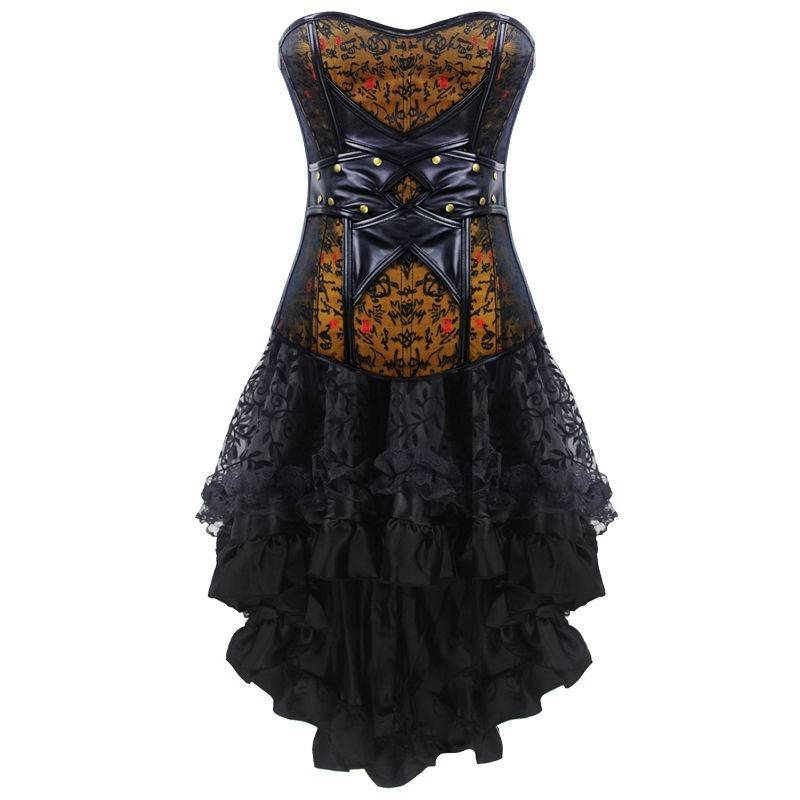 Desirable Witch Queen Corset Dress Set with Long Skirt