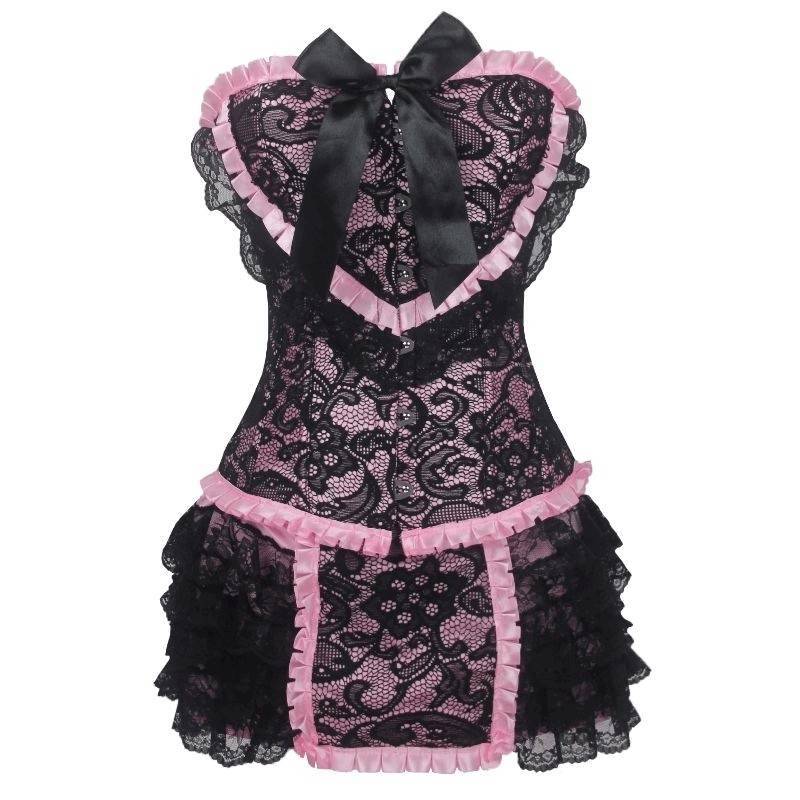 French Maid Style Corset Set Top & Skirt