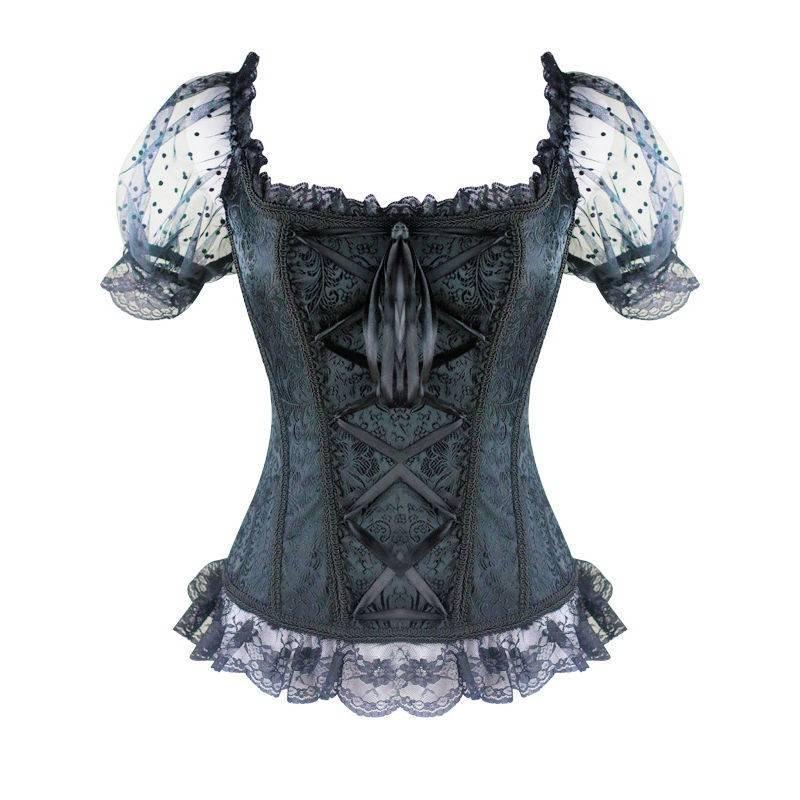 black corset top with sleeves