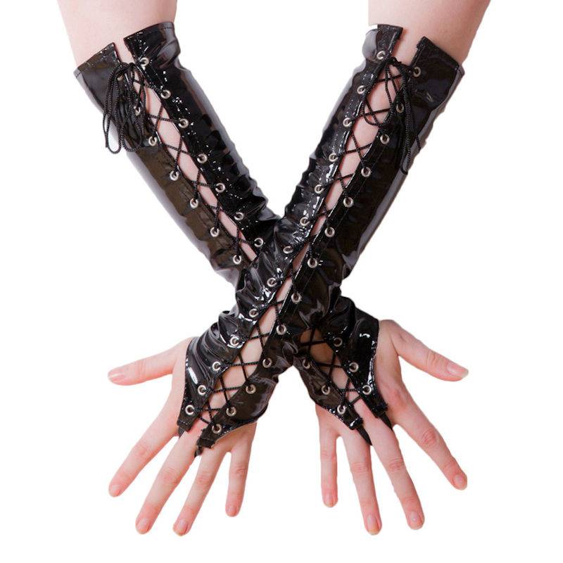 lace black fingerless gloves