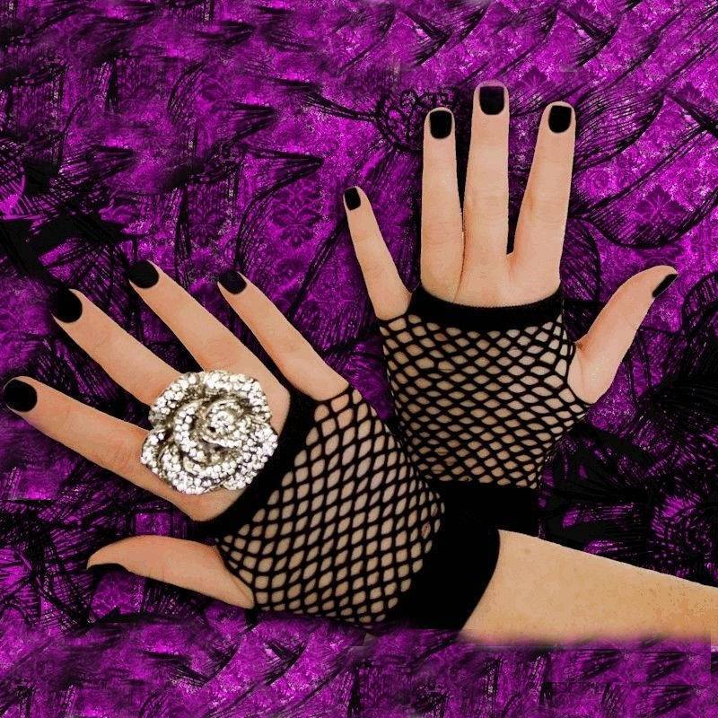 Fish Net Fingerless Gloves Short
