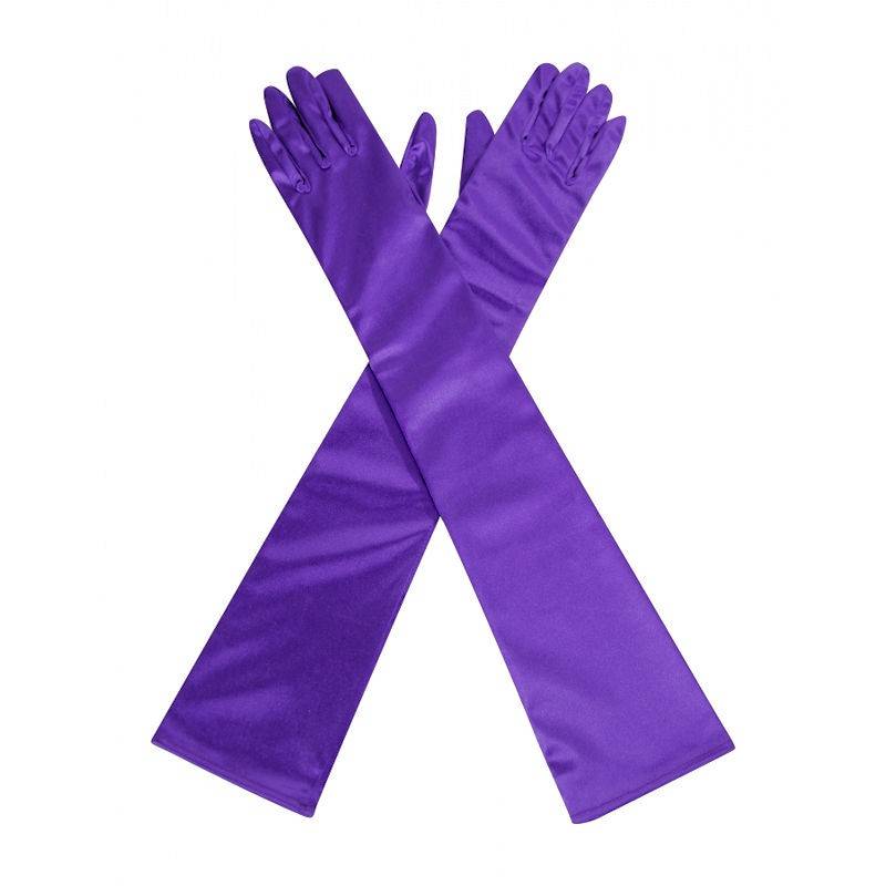 Purple Satin Long Glamorous Formal Gloves