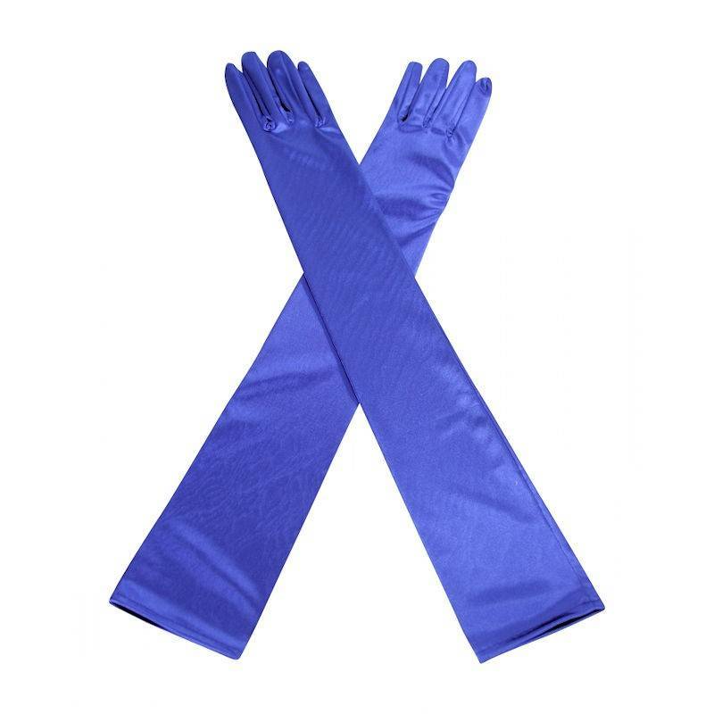 Formal Gloves Long Glamorous Royal Blue Satin - $8.00