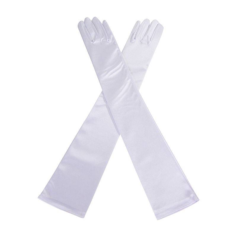 White Satin Long Glamorous Formal Gloves