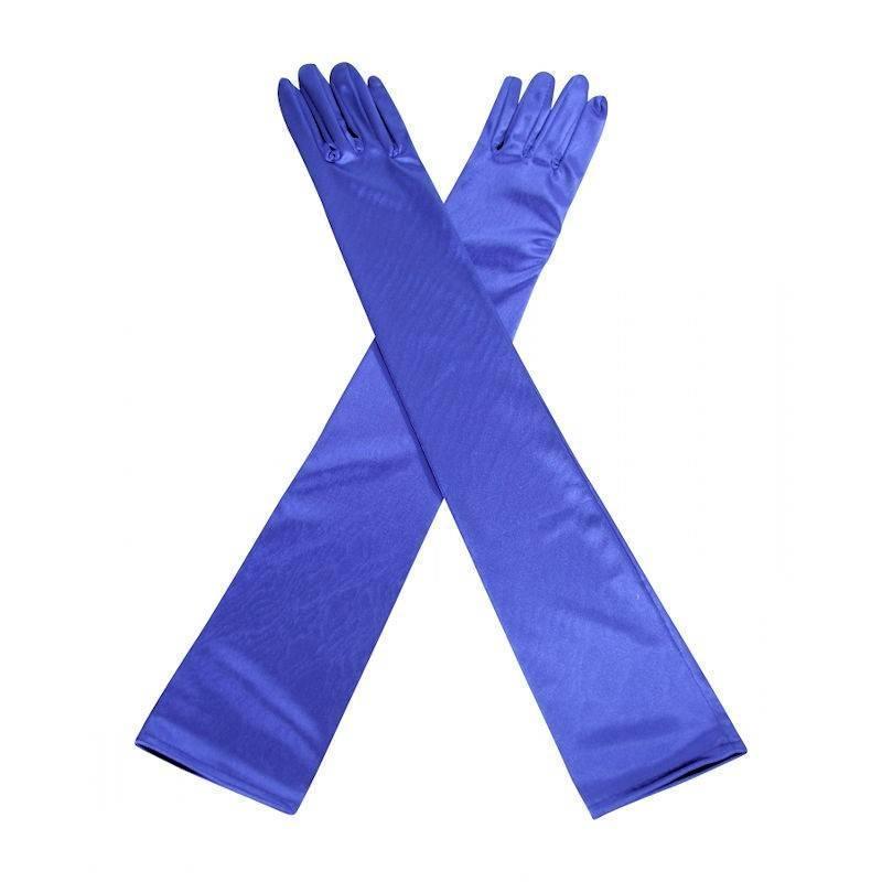 Royal Blue Satin Gloves Long & Glamorous