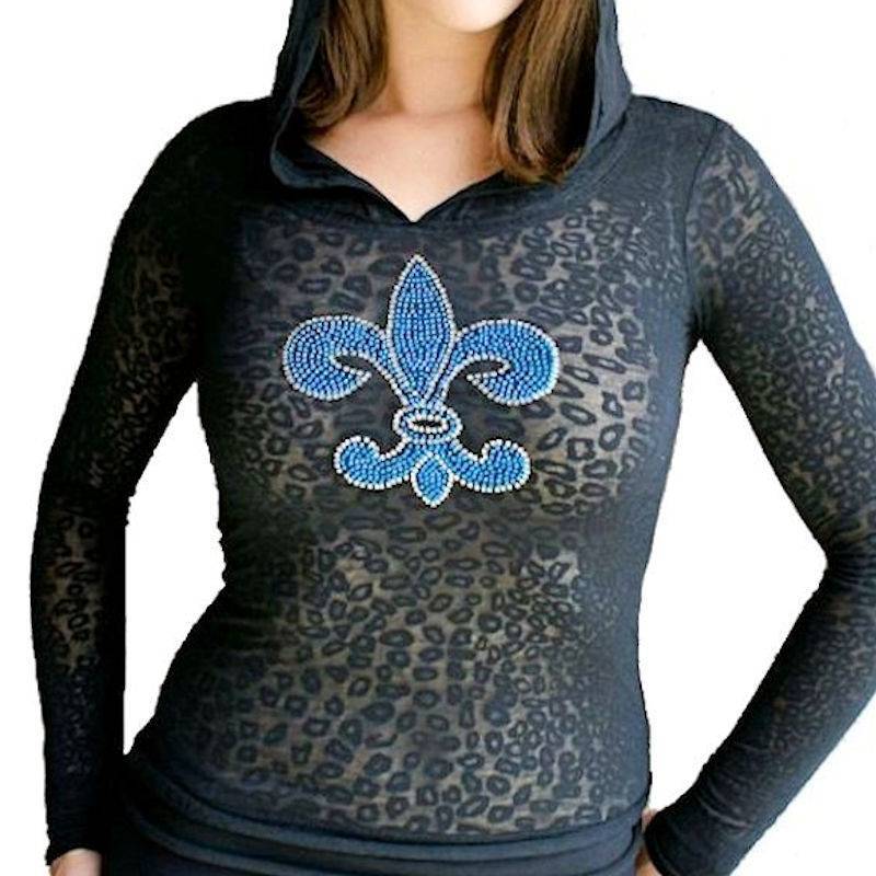 Fleur de Lis Rhinestone Hoodie Shirt by Sabrina Barnett