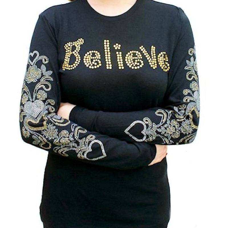 Believe Rhinestone Shirt by Sabrina Barnett