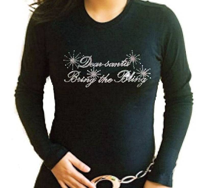 Bring the Bling Christmas Rhinestone Shirt Santa