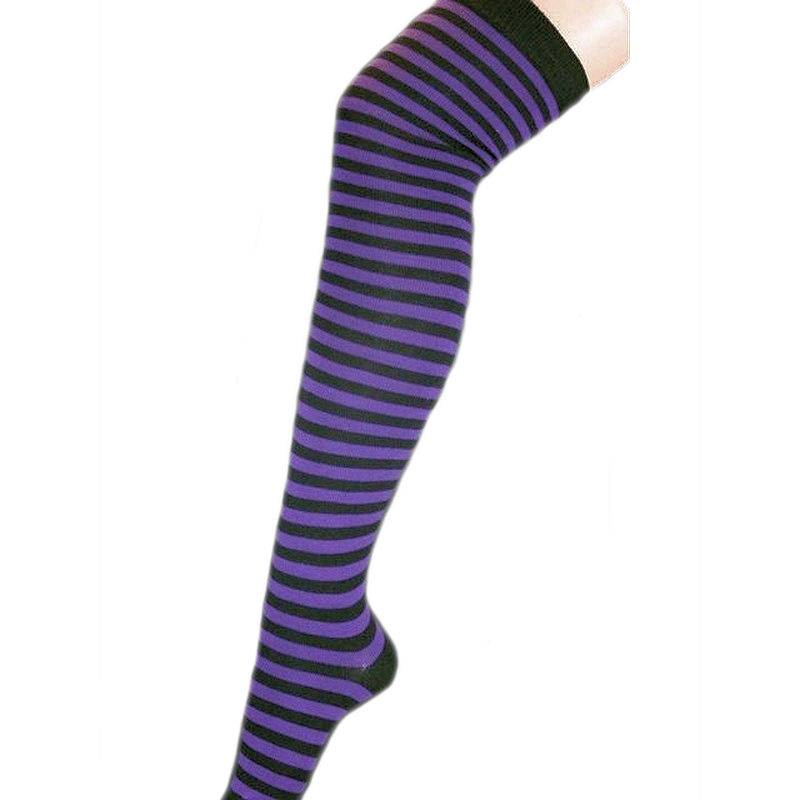 Stripe Socks Black and Purple Thigh High - $10.00