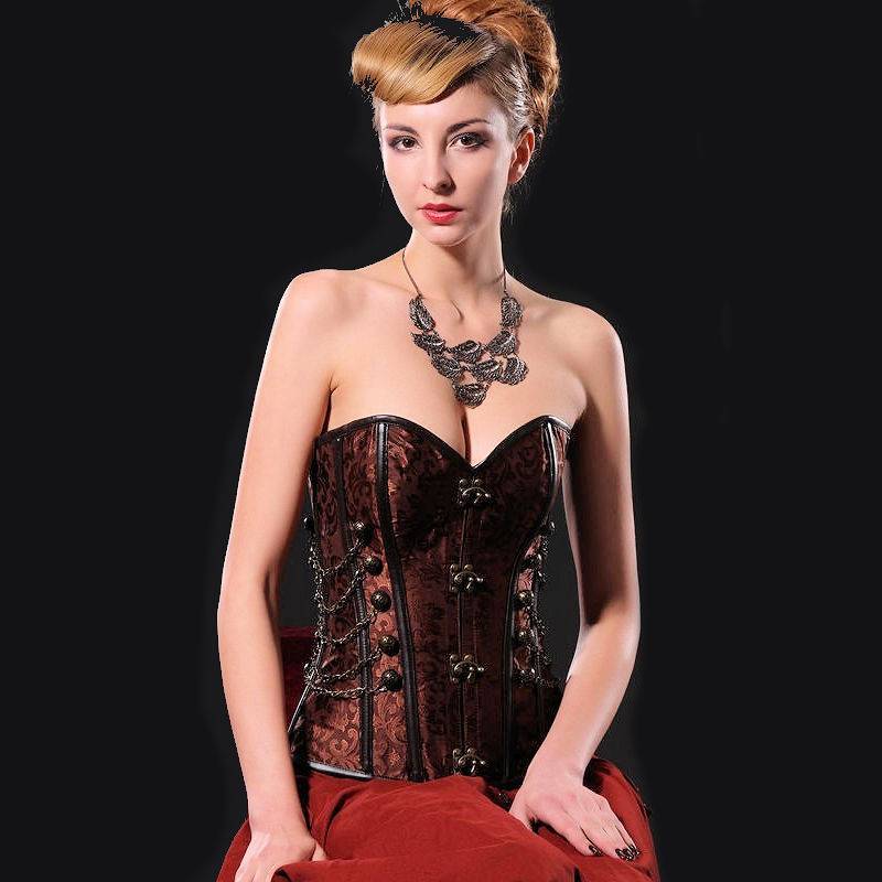 Steel Boned Brown Corset Luscious Vixen with Hinge Closure - $46.00