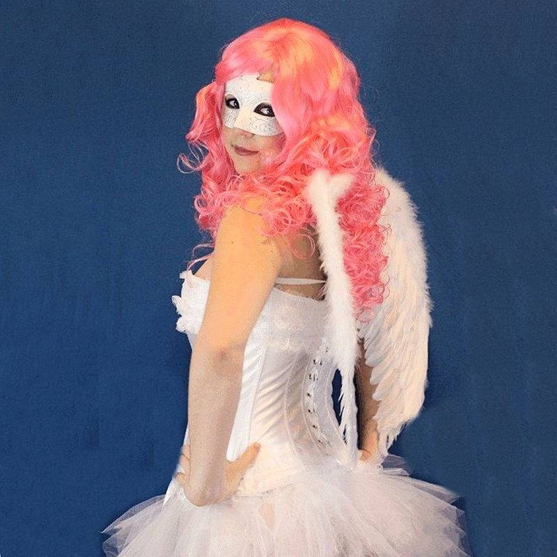 Pink Curly Long Hairstyle Costume Wig