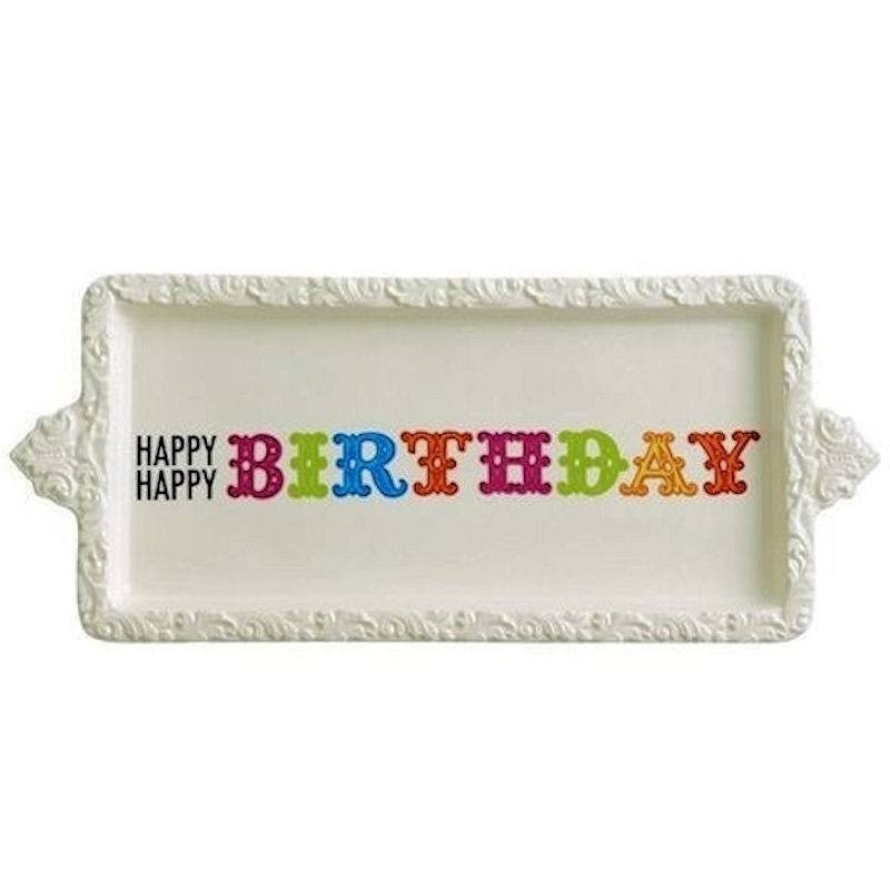 Happy, Happy Birthday Cake Serving Plate