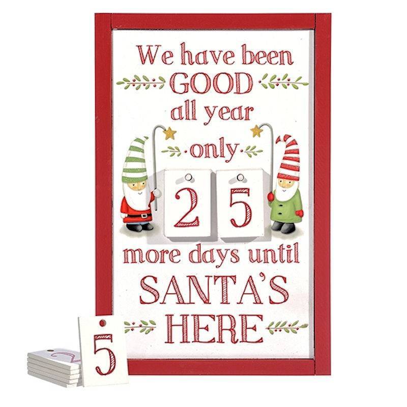 Good All Year Christmas Count Down Sign with Elves