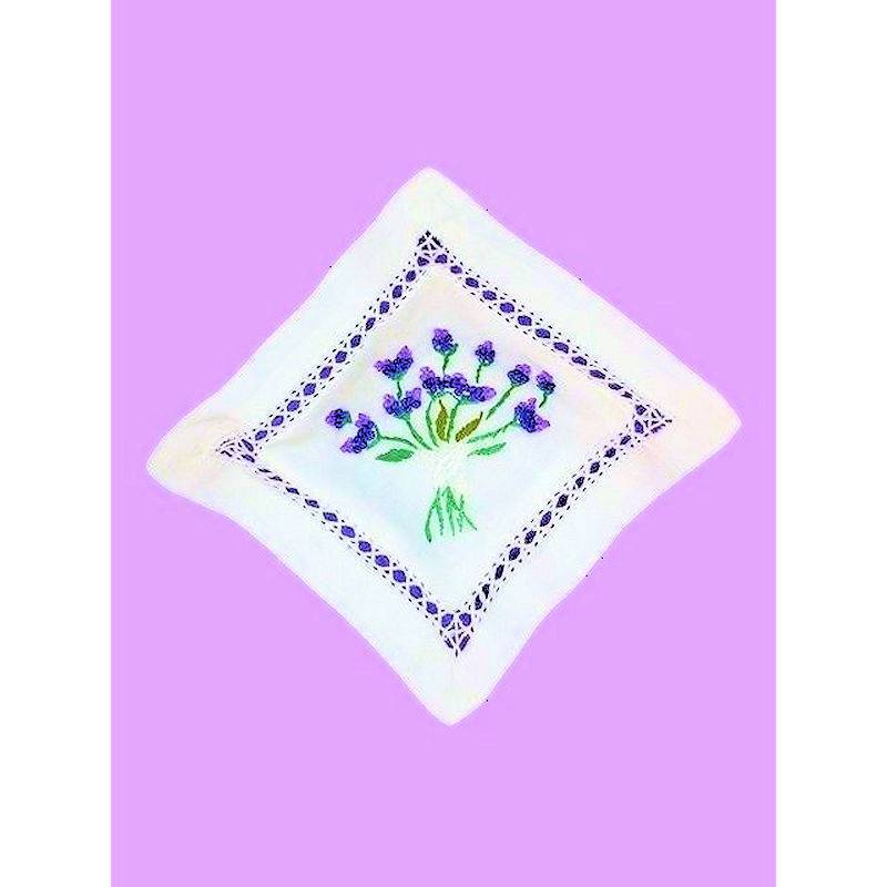 Purple Flower Design Handmade Linen Sachet Pillow