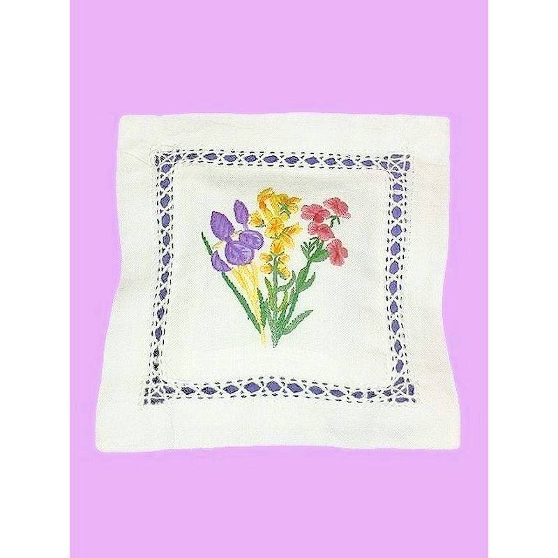 Spring Floral Bouquet Handmade Linen Sachet Pillow