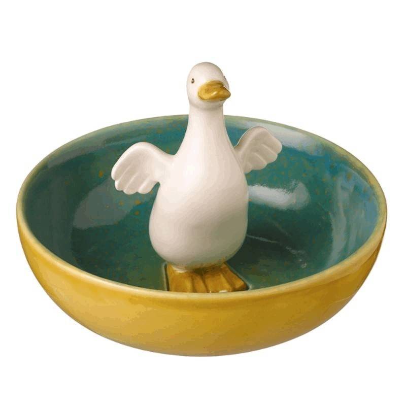 Duck Figurine Ceramic Serving Bowl or Ring Holder Bowl