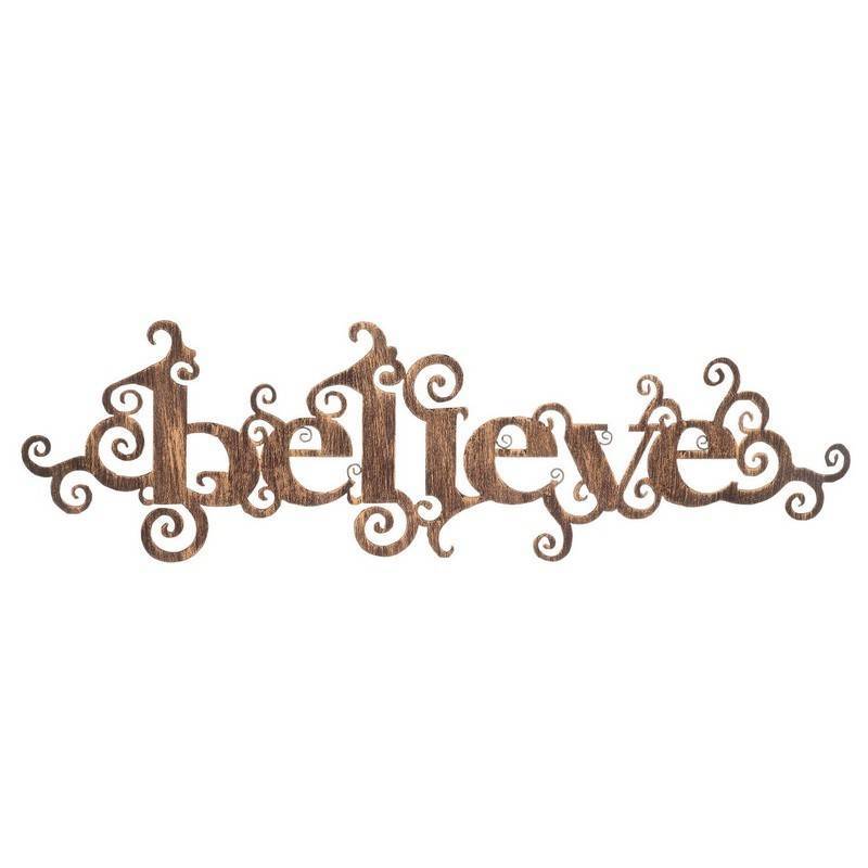 Believe Garden Sign Copper Color Filigree Metal Design
