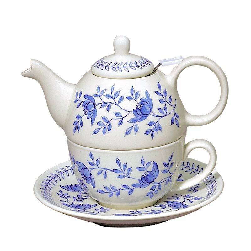 Blue Floral Tea for One Set from Andrea by Sadek
