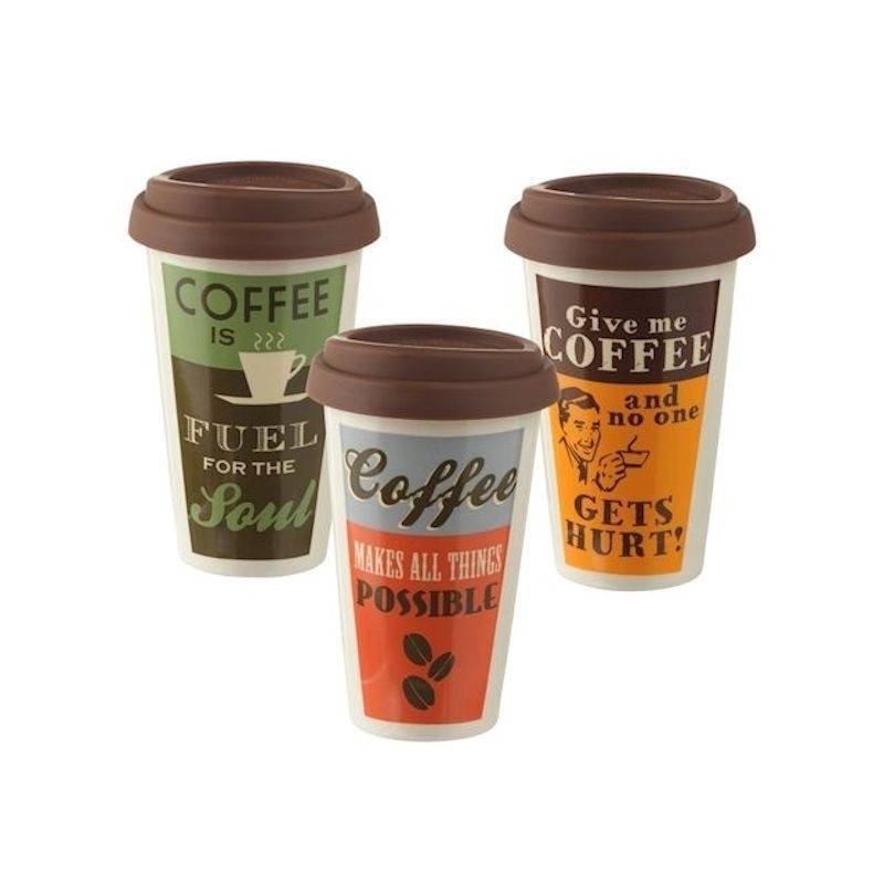 Coffee Break Collection Travel Coffee Mug with Rubber Lid