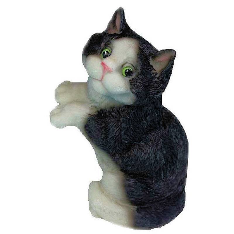 Look Out Cat Figurine Black & White Kitty