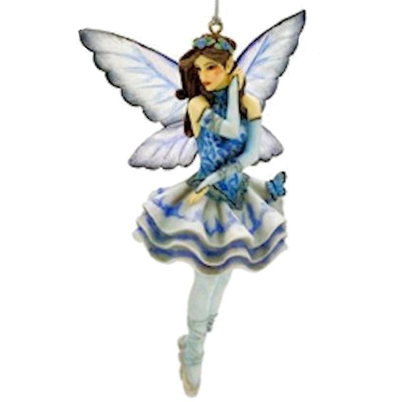 Blue Ballerina Fairy Ornament with Stand by Jessica Galbreth