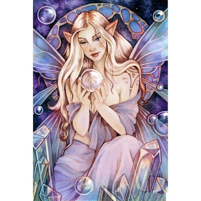 Clear Quartz Fairy Fantasy Art by Linda Ravenscroft